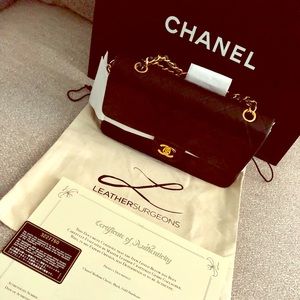 Chanel Medium Black Quilted Double Flap 24kt Gold